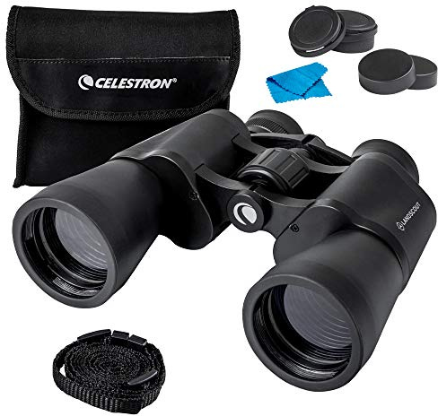 Celestron 72360 LandScout 10x50mm Water-Resistant Porro Prism Binoculars with Rubber Grip Surface, Coated Lens, K9 Optical Glass, Neck Strap and Soft Carry Case, Black