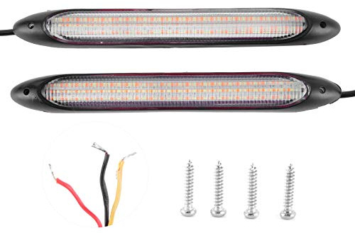 Akozon Bande de Feux de Circulation de Voiture, Universelle 1 Paire de Bande de Feux de Jour à LED Clignotant Blanc Jaune Couleur de lumière Accessoire de Voiture étanche(34.5cm)
