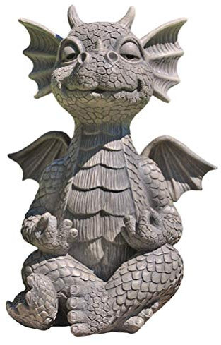 AYily Statue de dragon en résine Zen Yoga Dragon Décoration de jardin Dragon Bouddha Art Sculptures pour extérieur arrière-cour porche