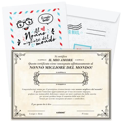 KAÏDENSÏ Idea Regalo Nonno Originale - Idea Regali Natalizi Festa dei Nonni - Pergamena da Scrivere per Nonno - Idee Regali Originali Compleanno