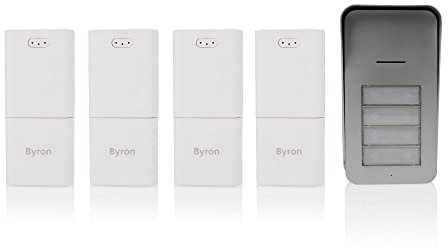 Byron DIC-21545 Kabellose Audio-Türklingel - 4 Teilnehmer/Wohnungen - 2-Wege-Kommunikation - Einfache Installation - 125 m Funk-Reichweite, Weiß