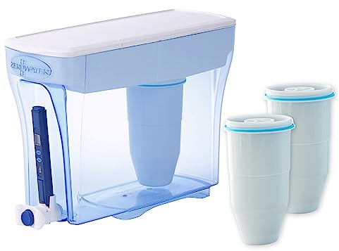 Culligan ZeroWater 5.4 L Water Filter Dispenser Combo with 3x Advanced 5 Stage Filter, 0 TDS, IAPMO certified, Reduces Fluoride, Chlorine, Lead and Chromium, BPA Free, Water Quality Meter included