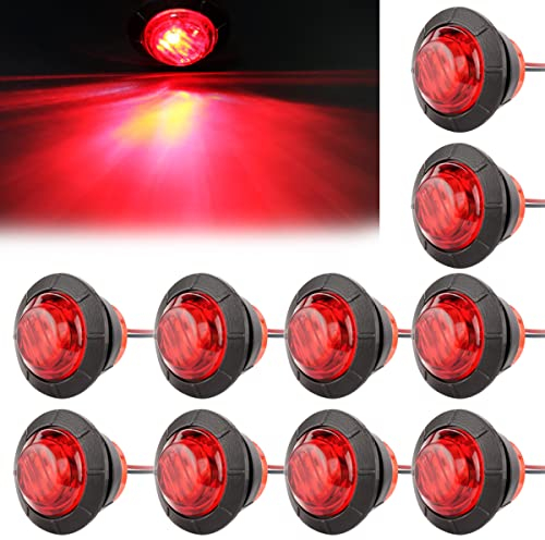 LeKaufen 10 Stück 3/4 Auto Runde LED Seitenleuchten 1,9cm Seitenmarkierungsleuchten 12V 24V Kontrollleuchte Begrenzungsleuchten Positionsleuchten für LKW Lastwagen Anhänger Wohnmobile Wohnwagen (rot)