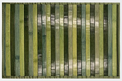 HOME ZEN HOUSEHOLD LINEN Alfombra de bambú y madera, antideslizante, lavable, con diseño de carril, 50 x 80 cm, color verde