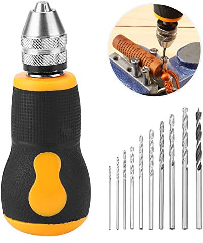 ANKROYU Mini perceuse à main avec petits forets Perceuses à main Micro Mini ensemble d'outils portables Petite perceuse à main et 10 forets hélicoïdaux 0,8-3,0 mm pour bois, bijoux, plastique