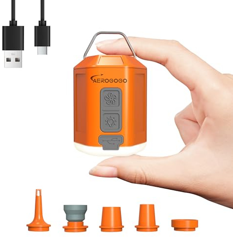 GIGA Pump 4.0 elektrisk miniluftpump för luftmattning, bärbar pump med 1 300 mAh batteri, 5 luftnozzles, ultralätt luftpump för simring, vakuumpåsar