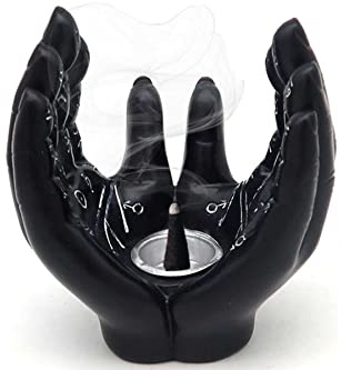 mtb more energy Deko Backflow Räucherkegel Halter ''Hands of Zodiac'' - Räuchergefäß mit Sternzeichen Symbolen - Höhe 9 cm - Dekoration Tierkreis Wahrsager