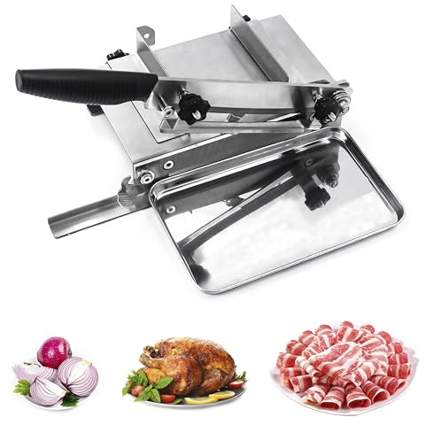 Meat slicer, GrillFancy stainless steel heavy manual frozen meat slicer, beef and lamb roll food slicer, suitable for home cooking, Cheese slicing, BBQ slicing, easy to use