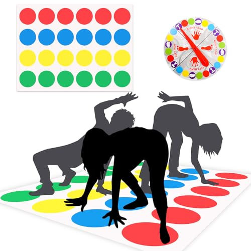 Wirhaut Twisting Game for Kids, Floor Mat Games with Spinner Funny Balance Floor Play Mat with Game Turntable Twisting Party Game Indoor Outdoor Games for Children & Adults, Team, Family, Party