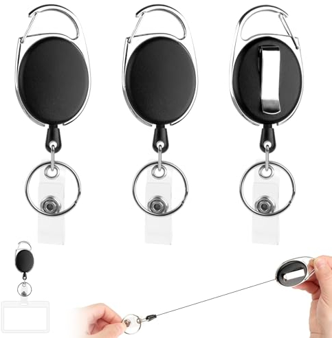 3 Stücke Schlüsselband Ausziehbar, Einziehbarer Schlüsselanhänger Schlüsselring Ausziehbar Stark Retractable Badge Reel Einziehbarer Ausweishalter Gürtelclip für Kartenhalter Ausweis,Schlüssel,ID Card
