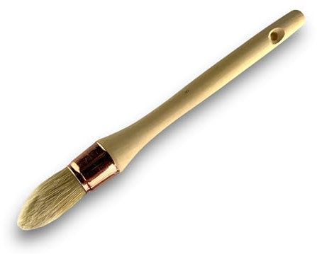 Lot de 10 pinceaux de Pouce à rechampir | Brosse Ronde en Soie Blanche | Ø 27 mm | Idéal Peinture rénovation Volets moulures plinthes Angles persiennes | Manche Bois Brut | Kibros 371D27_5x10