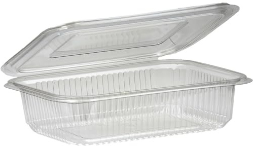 Mega Packaging 100 Pack Clear Plastic Hinged Take Out Containers Clamshell Food Cake Containers with Lids - Best for Dessert, Cakes, Cookies, Salads, Pasta, Sandwiches Re-usable (1250cc)