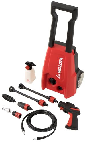 Bellota HL1400E- Hidrolimpiadora, Potencia: 1,4 kW, Presión Máx: 120 bar, Caudal: 330 l/h, Manguera 3 m (PVC), Peso: 5 kg, Pistola No Force, Ruedas, Succión agua, Filtro de agua extraible, 2 boquillas