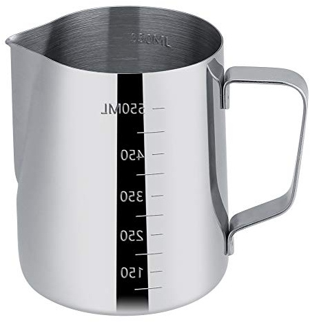 Lybunair 600ml Brocca per Schiuma di Latte in Acciaio Inossidabile Tazza di Caffè Espresso Brocca per Schiuma di Caffè con Segni di Misurazione Perfetta per Latte Caffè Espresso
