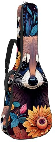 Tasche für Akustikgitarre, groß, schöne Gitarrentasche für 101,6 cm, 104,6 cm, wasserdichte Gitarren-Gigbag mit Schutzschicht, Farbzeichnung Igel, Mehrfarbig Nr. 04, 42.9x16.9x4.7 in, Gitarrentasche