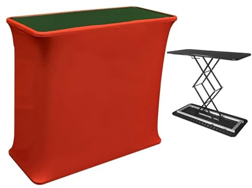 Messe Theke Empfangstheke Beleuchteter Messestand, Schnellhebe-Promotion-Thekentisch, Druckbanner-Display-Event-Schreibtisch, Elliptischer Rechteckiger Schwarzer Kunststoff-Schreibtisch(W40cm/15.7 x