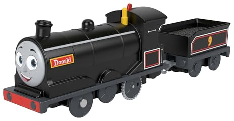 Thomas & Friends Motorisierte Donald-Lok von Fisher-Price | Batteriebetriebene Spielzeuglok mit Güterwagen für Vorschulkinder ab 3 Jahren, JBW21