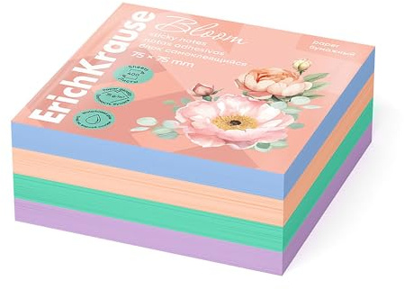 Självhäftande lappar Bloom 75 x 75 mm 400 ark avtagbara självhäftande lappar – hållbara anteckningar, fäster säkert – självhäftande iögonfallande Post It Set – Klibbiga anteckningar mix färgglad