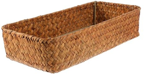 SHOWERORO Woven Cutlery Basket Silverware Organizer for Desktop Kitchen Snacks Storage Basket for Home