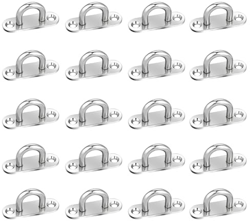Indrnif Lot de 20 Plaques à œIl M5 en Acier Inoxydable avec œIllet, Plaque De Pont M5 en Acier Inoxydable M5, Crochet De Fixation pour Objets Suspendus, Auvents, Plaques De Recouvrement