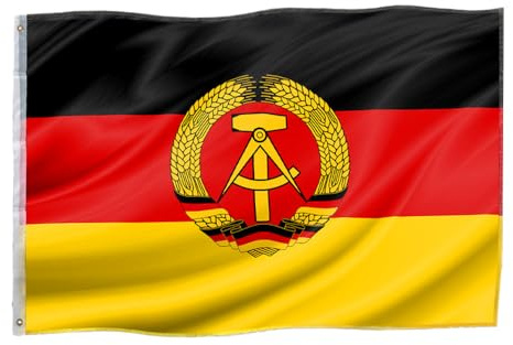 Murago - DDR Fahne ca. 150x90cm mit Metallösen - Hiss Flagge 90 x 150 cm groß wetterfest Deutschland Fanartikel