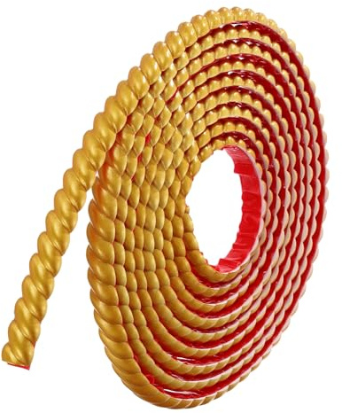sourcing map Garniture de moulage autocollante pour murs, 2 cm x 4,9 m, bande de moulage flexible, bande de panneau mural, bordure de papier peint pour bricolage, sol, plinthe, doré
