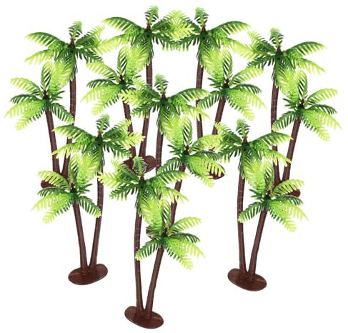 Garneck Artificial Coconut Trees Miniature for Diy Micro Landscape 12pcs Plastic Palm Trees Decor for Home Garden