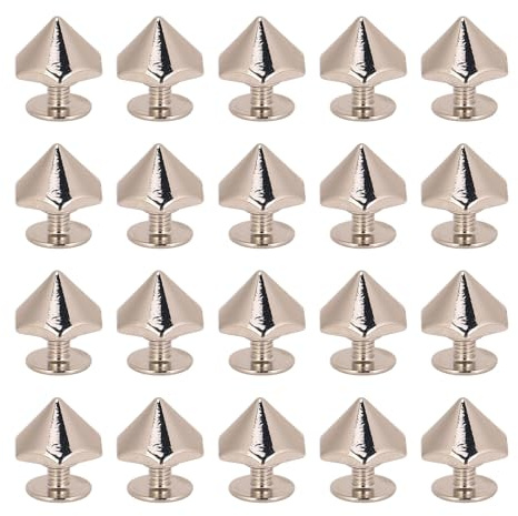 Ledernieten Kit, 20 Set 12mm Zinklegungs -Hex -Pyramid -Kopfnietgitter -Set -Ledergürtel -Reparatur Nieten Lederstollen mit PH -Schrauben Zum Reparieren von Dekoration (SILVER)