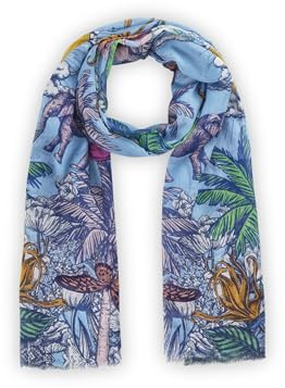 CODELLO Damen Leichter Schal aus Organic Cotton mit Dschungel-Muster