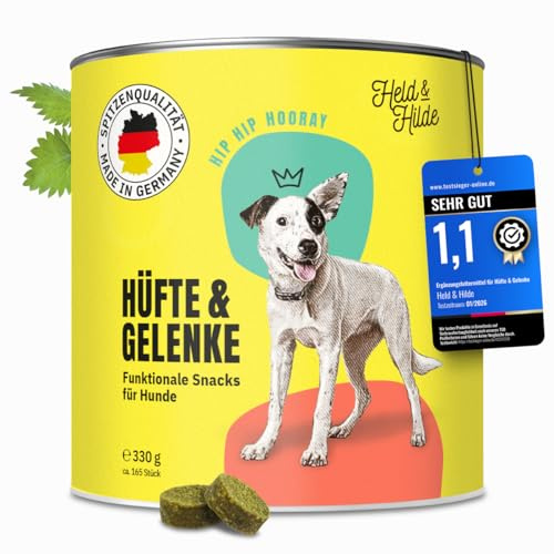 Held & Hilde Nachhaltige Hunde-Gelenk-Snacks für Knochen Sehnen Mobilität | Mit Omega-3 DHA EPA MSM Grünlippmuschel Glucosamin Chondroitin Kollagen Spirulina Insektenprotein, Made in Germany 330g