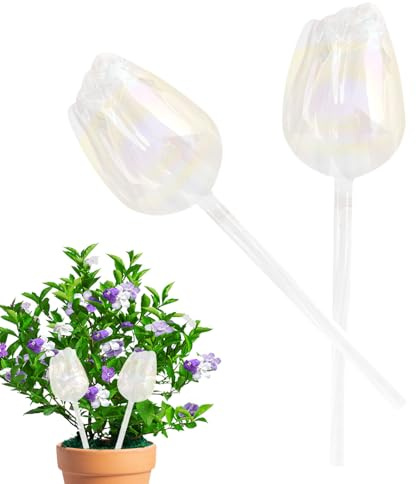 2x Dekorative Blumförmige Glasspitzen, Pflanzen Bewässerungskugeln, Bewässerungskugeln Glas Groß, Feeder Bälle, Auto Pflanzer Einfügen Von Einsätzen Zur Unterstützung Der Pflanzengesundheit