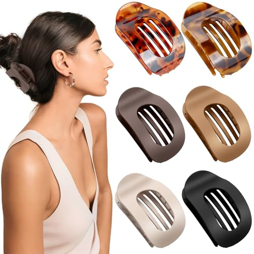 AWUMBUK Haarklammer Groß, 6er Set Flache Haarspangen Damen Mode Haarklammern Damen Rutschfest Flat Hairs Claw Clip Französische Entenschnabel Haarspange für Dickes oder Dünnes Haar, für Alltag, Sport