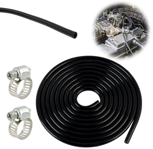3 Metros ID 4mm, OD 8mm, Manguera de Silicona, Tubo silicona flexible, Manguera de vacío para coche, Tubo Flexible de Alto Rendimiento para Automoción y Acuarios, Incluye 2 Abrazaderas