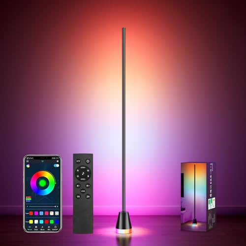 Corner Floor Lamp, Smart RGB LED Corner Lamp with App and Remote Control, 172 LED Light Beads and 16 Million Colors Changing Standing Lamps with Music Sync for Living Room, Bedroom, Gaming Room