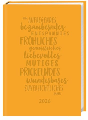 Kalenderbuch gelb A6 - Kalender 2026 - Heye-Verlag - Taschenkalender mit Platz für Termine und Notizen - 11,5 cm x 16,5 cm