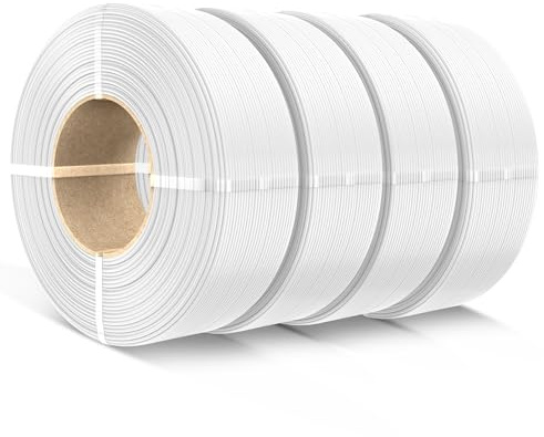 SUNLU PLA Filament Nachfüllung 1,75mm, PLA 3D-Drucker Filament Geeignet für Bambu und SUNLU 3rd Wiederverwendbare Spule, Maßgenauigkeit +/- 0,02 mm, 1kg pro Spule, 4 Pack, 4 Weiß