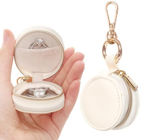 Gvhntk Schmuck-Ringhalter-Box mit Schlüsselanhänger, tragbar, für Fitnessstudio, für Reisen, Sport, Ringhalter, kleine Ringe, Ohrringe, Ohrstecker, Halskette, Organizer