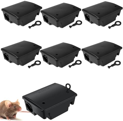 Hanured® 6X Boite appat Rat, Boîte d'appât pour Souris avec Serrure à clé, Protège Les Enfants et Les Animaux domestiques
