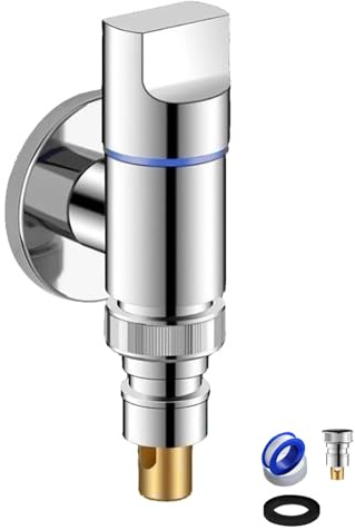 FUGLUS 1 pcs Grifo de Latón de la Lavadora, Válvula de Ángulo de Apertura Rápida de Latón, Válvula de Ángulo de Lavadora, para Cocina o Baño (Plata)