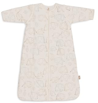 Jollein sovsäck baby – 70 cm – Elephant Tales – bomull – 2,5 till 3,5 TOG – avtagbara ärmar – Oeko-TEX certifierad – baby sovsäck – även för vår och höst