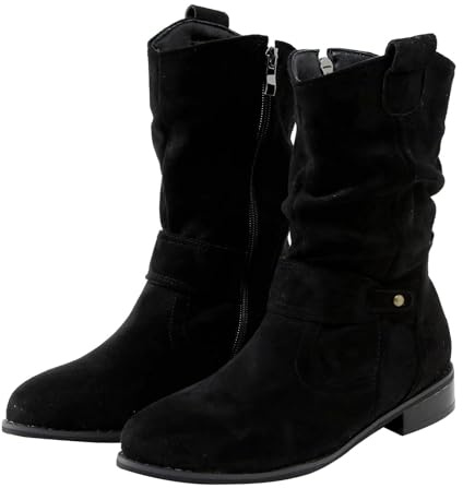 Bottes d'hiver pour femme sans talon en daim Demi-bottes Bout pointu Bottes courtes Bout pointu Bottes courtes Bout Bottes courtes Hauteur Bottes à la cheville confortables Bottes à enfiler, café, 44