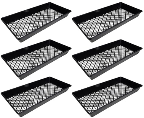 FONDOTIN Vassoi per Germinazione Piante Multiforo in Plastica Nera 54x27x6cm 6 Pezzi per Coltivazione Microgreens su Davanzale Soleggiato Elevata Resistenza e Facilità di Trasporto