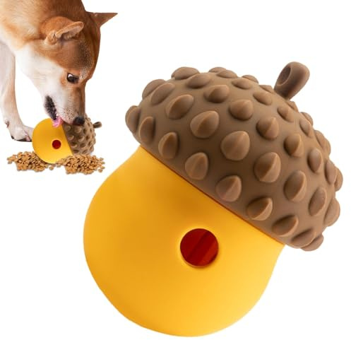 Godisautomat for hundar, hundmatautomat, tristessdämpare och interaktiv boll, bettresistent tugg- kindtandsrengöringsleksak(Brown)