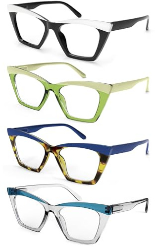 HEEYYOK Gafas de Lectura para Mujer - Montura Estilo Ojo de Gato Estilizada y Ligera,con Protección contra la Luz Azul y Cierres de Muelle Confortables