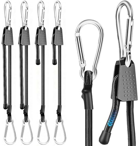 Hiacinto 4 Stück Verstellbare Spanngummis mit Karabiner (1m/2m Set), Gummispanner Gepäckspanner, Latex Gummibänder mit Haken für Auto Boot Fahrrad Camping Outdoor