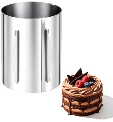 FERNVALE Adjustable Cake Ring 16 to 30cm Stainless Steel Baking Ring with Clamping Lever 20cm High Round Mould for Mousse Cake Dessert Pastry Leak Proof Frost Form Cake Kit for Home Baking