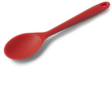 Zeal Silicone Non-Stick Kitchen Cooking Spoon, Heat-Resistant Perfect for Stirring, Serving, Scooping, Baking and Mixing, 28cm, Red