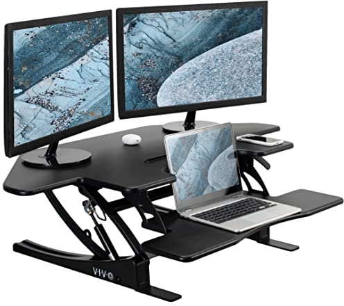VIVO Schwarz Ecke stehend höhenverstellbar kubisch sit zu Stehen - 43,5 Breittisch Schreibtisch Riser (Schreibtisch-v000vc)