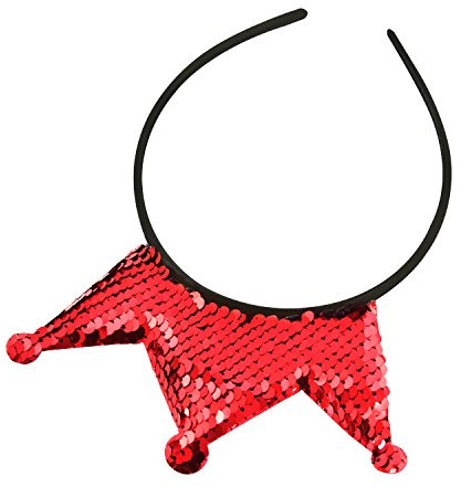 Oblique Unique® Haarreifen mit Krone und Pailletten mit Glitzereffekt Prinzessin Königin - Farbe wählbar - (Rot)