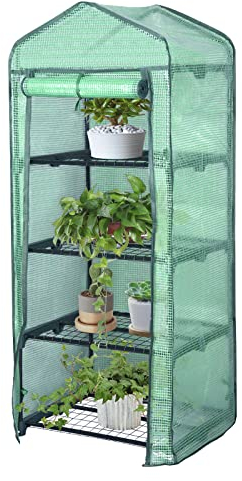 WOLTU Garden Greenhouse Plastic Tomato Greenhouse Vegetable Fruit Flower Plant Shed with Strong Reinforced Cover 69x49x158cm Green GWH00402gn